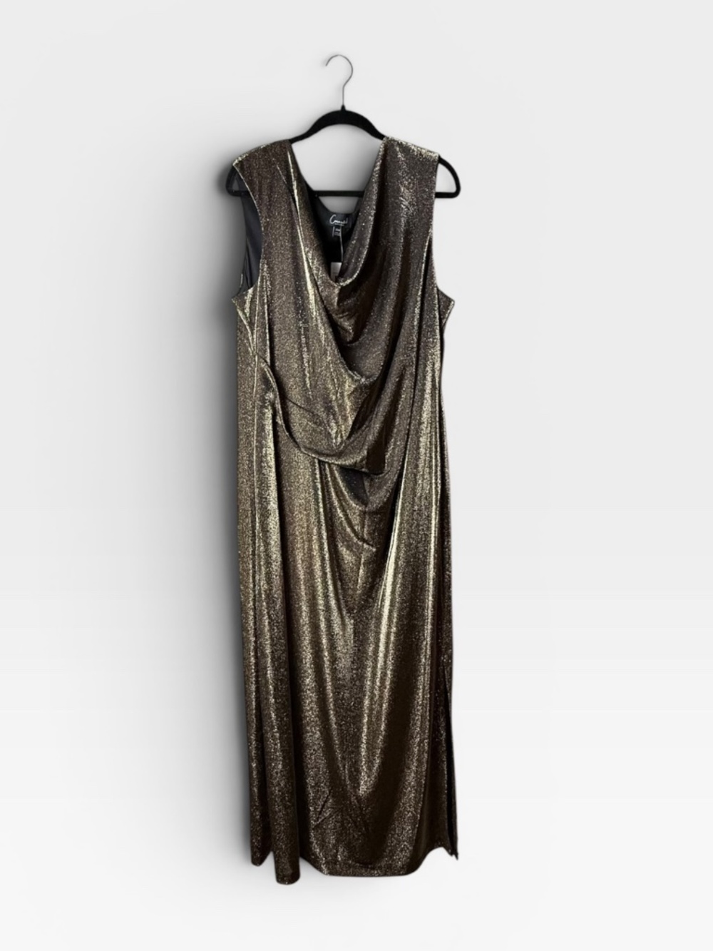 Metallic Cowl Neck Sleeveless‎ Gown Bronze Size 20W NWT (M)